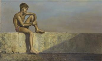 ROBERT BLISS Boy Sitting on Ledge.